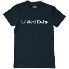 United DJs T-Shirt - MEN - Navy Blue T Shirt. Grey Print