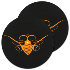 Slipmat - Cocoon - black with neon orange print (pair!)