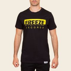 Freeze Records - Mens Black / Yellow T-shirt - Size Xl