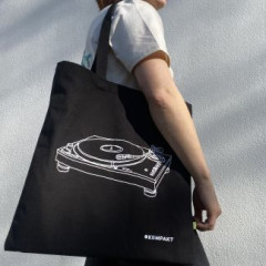 Tote Bag Kompakt X Pusher Tony - Black bag with white print