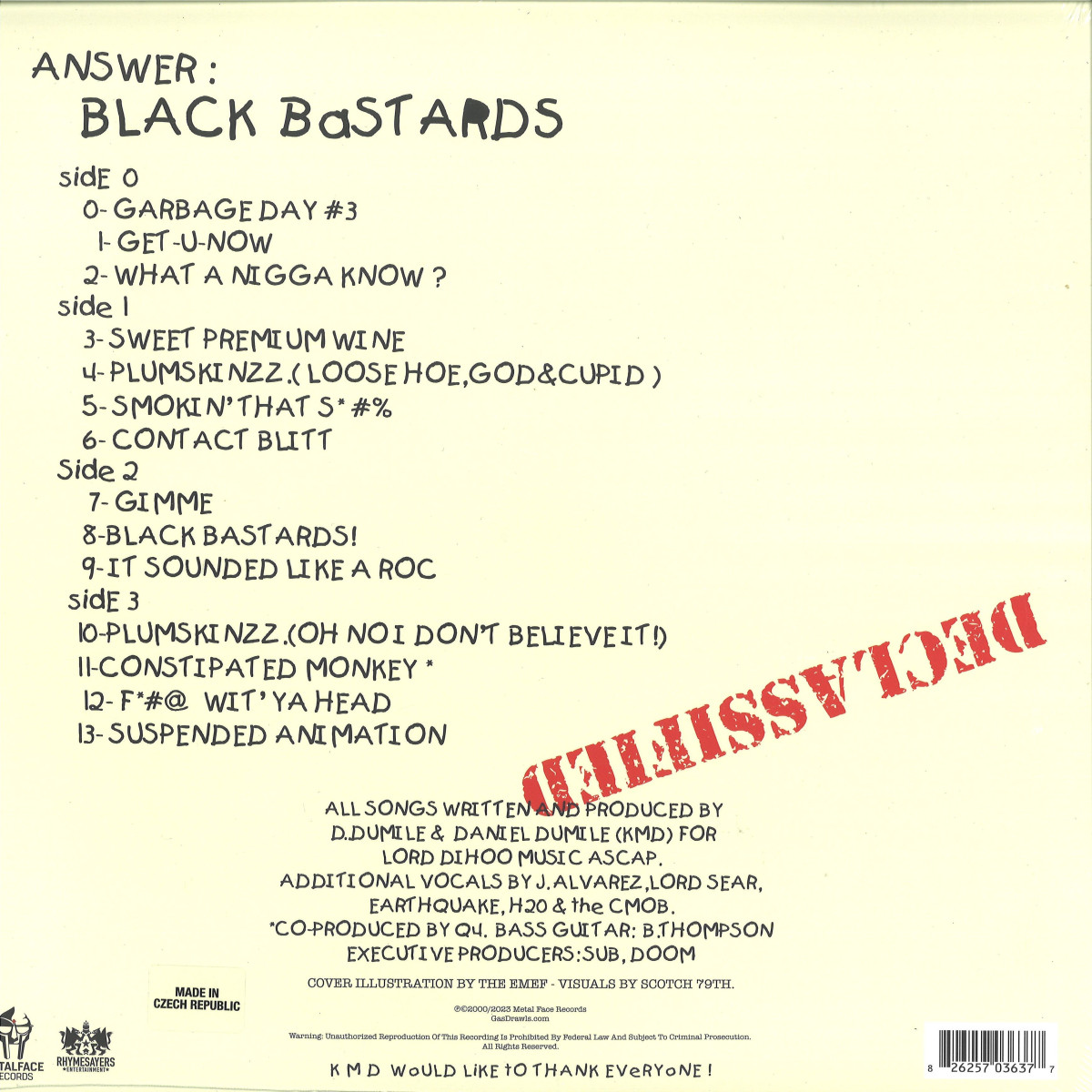KMD - BLACK BASTARDS (Red Vinyl) - Rhymesayers Entertainment