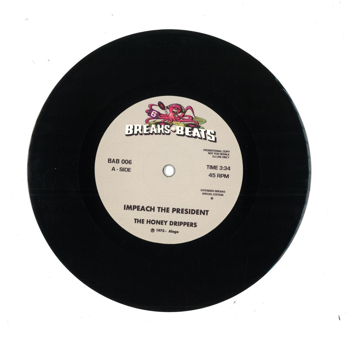The Honey Drippers, Yellow Sunshine — IMPEACH THE PRESIDENT / YELLOW SUNSHINE (7") vinyl cover