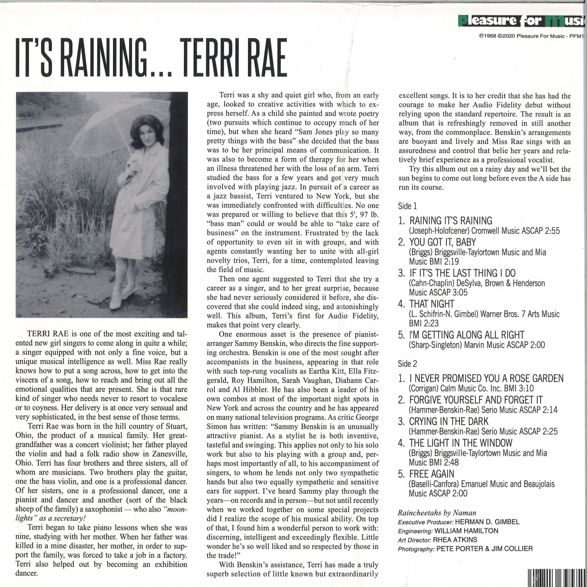 TERRI RAE - It's Raining / PLEASURE FOR MUSIC PFM110- Vinyl
