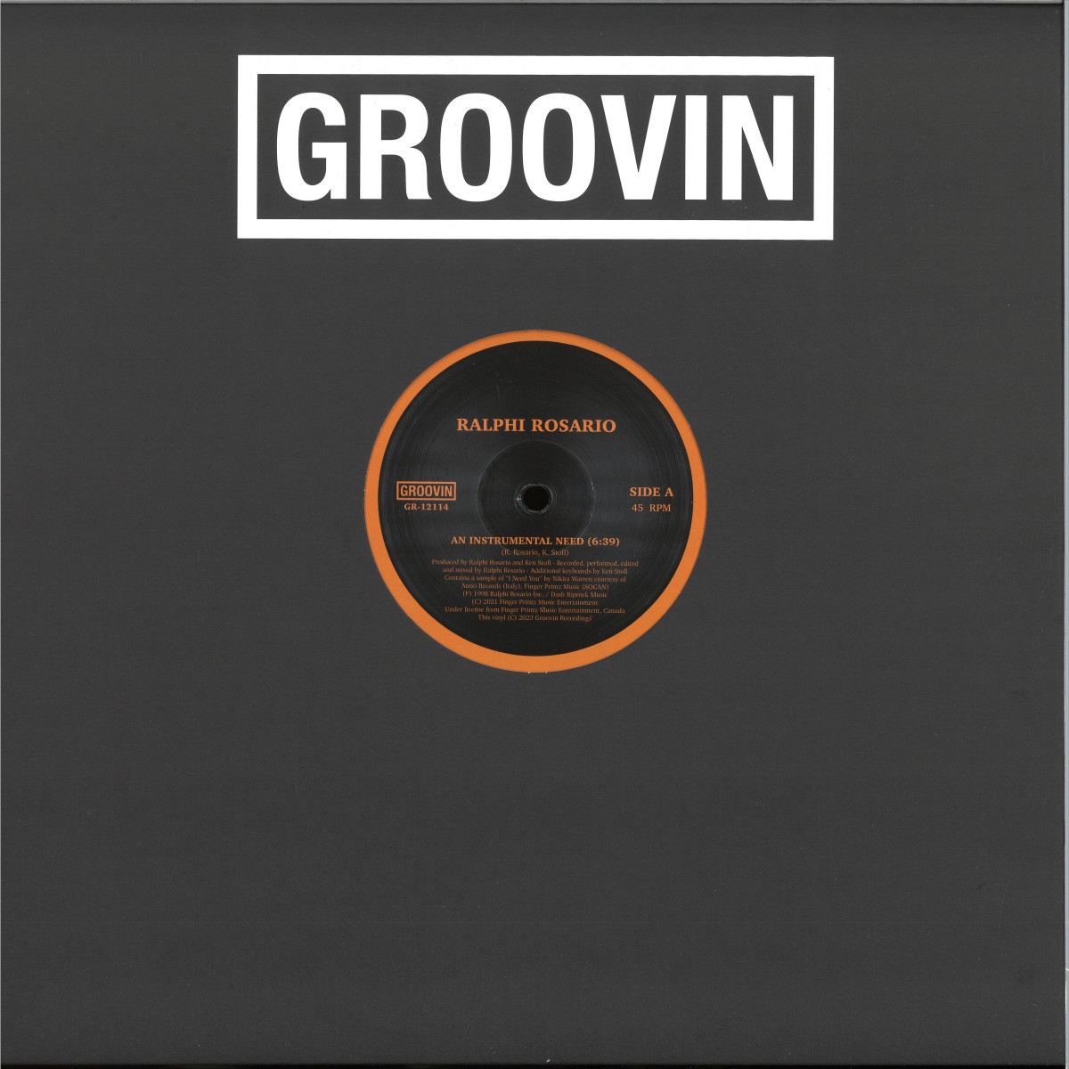 Ralphi Rosario — AN INSTRUMENTAL NEED / TAKE ME UP vinyl cover