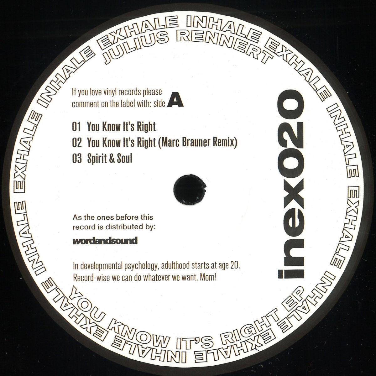 Julius Rennert — You Know It's Right EP vinyl cover