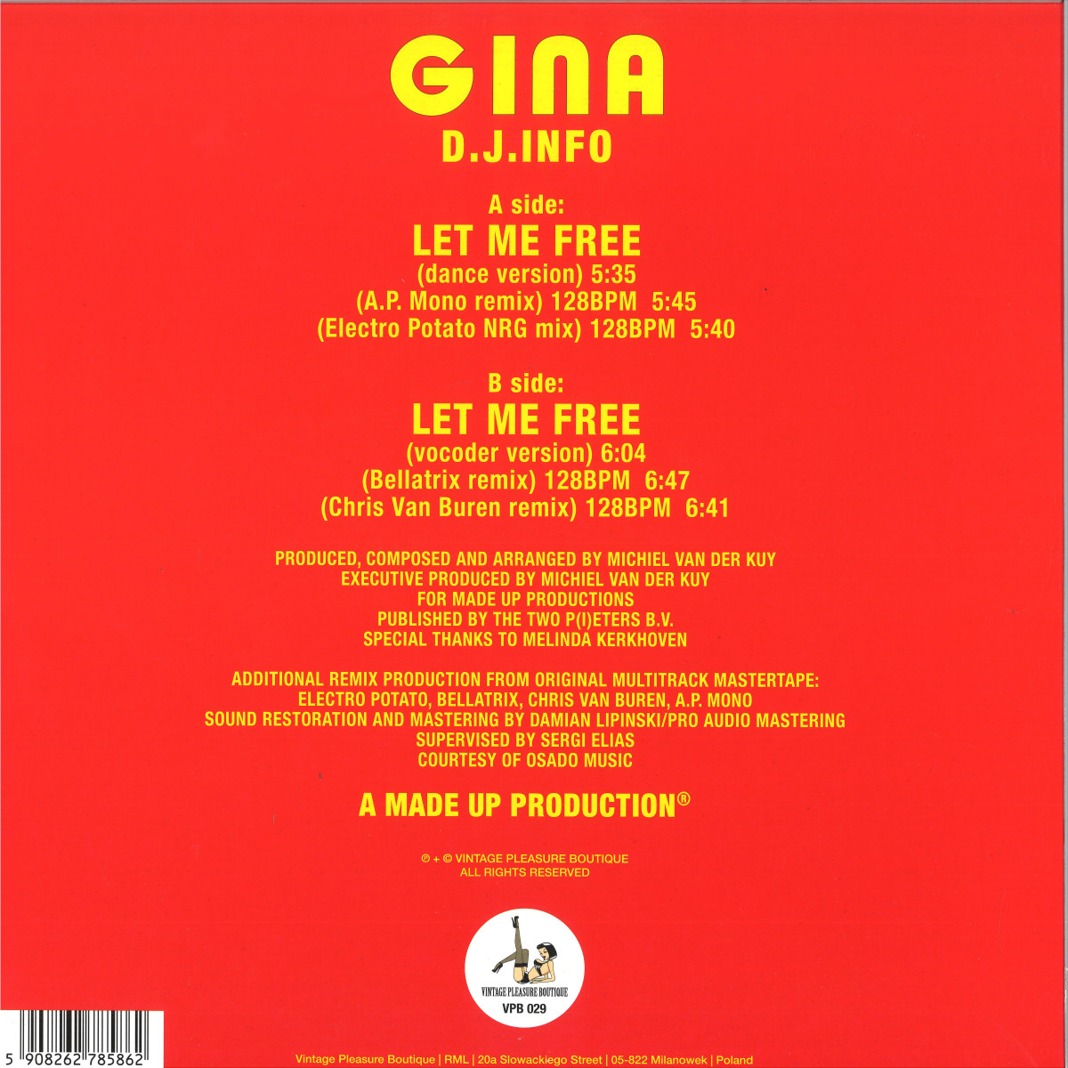 GINA - LET ME FREE! / Vintage Pleasure Boutique VPB029- Vinyl