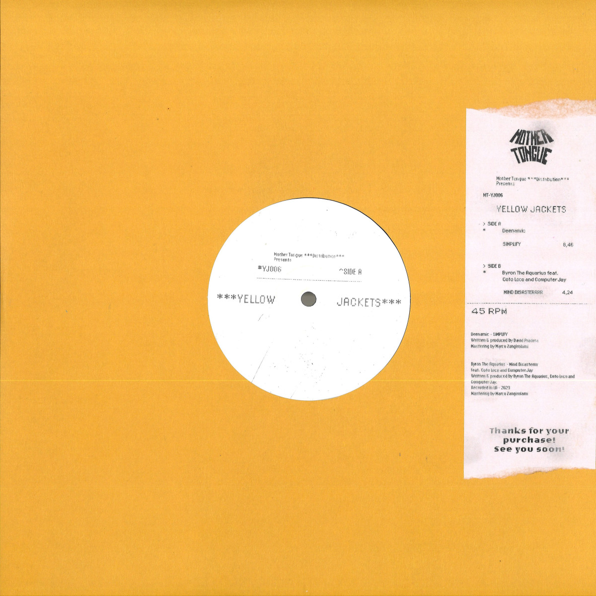 Byron The Aquarius, Deenamic — Yellow Jackets Vol. 6 vinyl cover