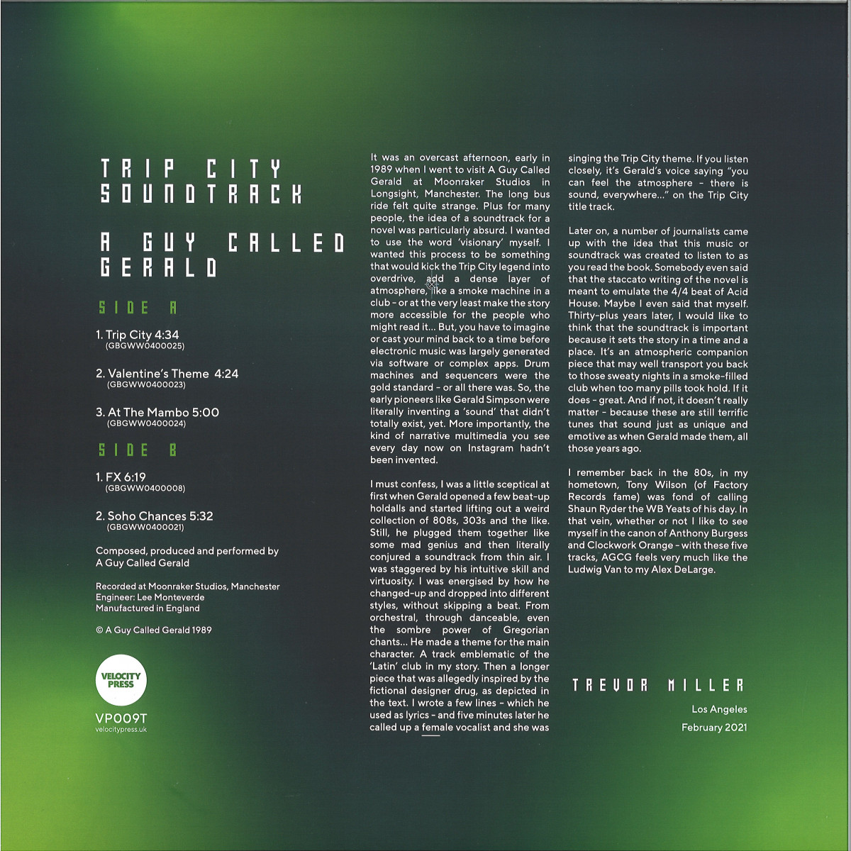 A Guy Called Gerald - Trip City / Velocity Press 5051142008961