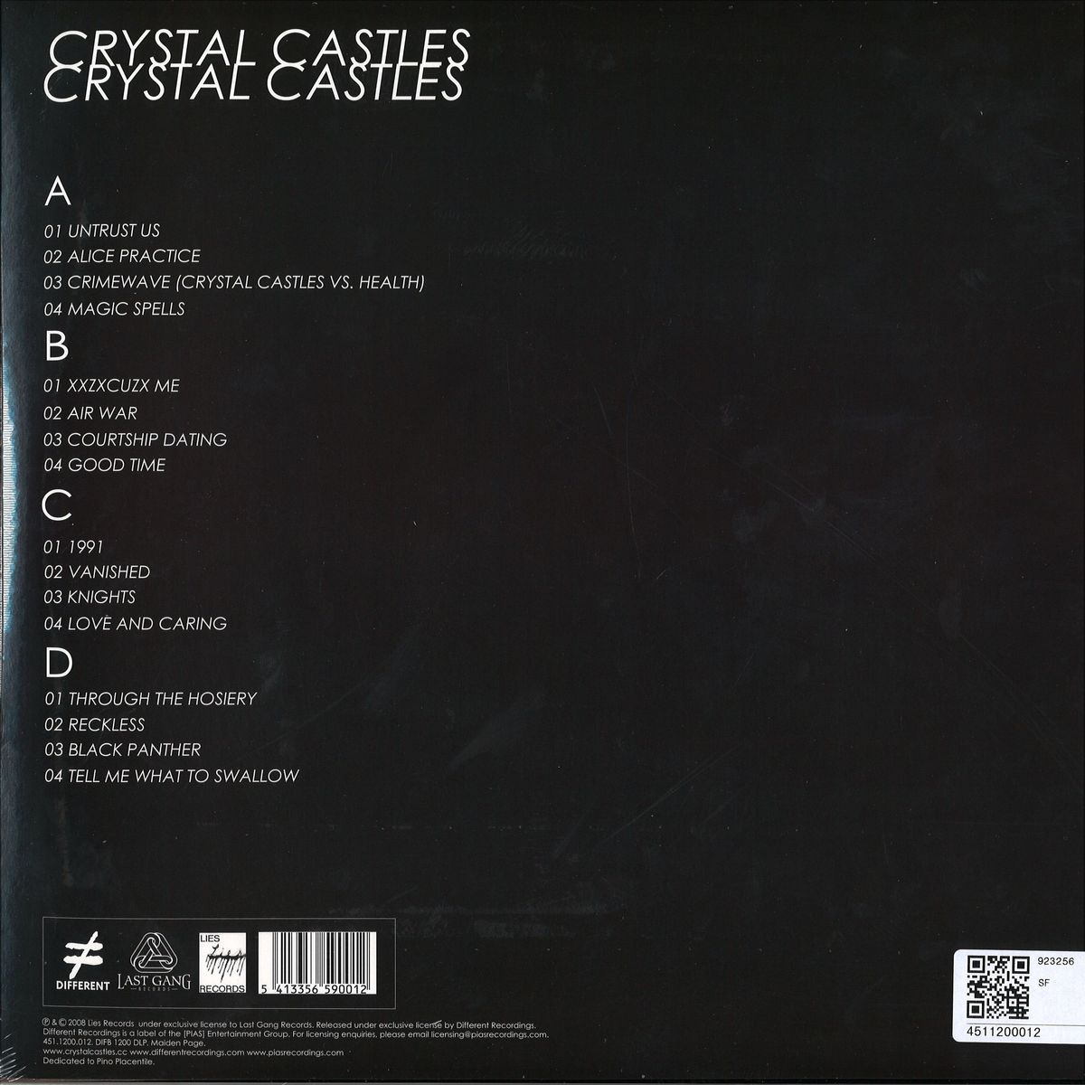 Crystal Castles Crystal Castles 2x12 Different Records 4511200012 Vinyl crystal castles crystal castles 2x12