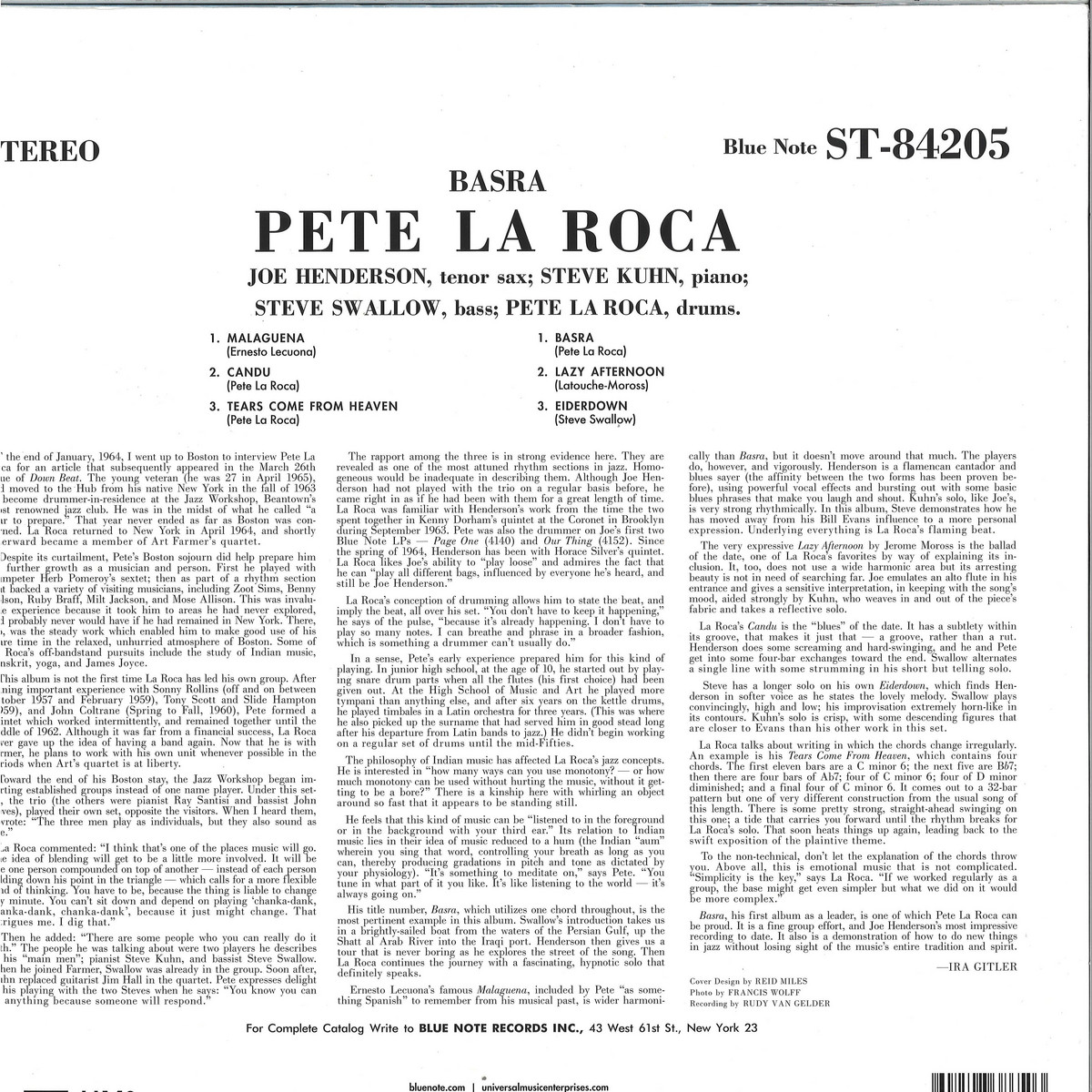 Pete La Roca - Basra / Blue Note 0838650 - Vinyl