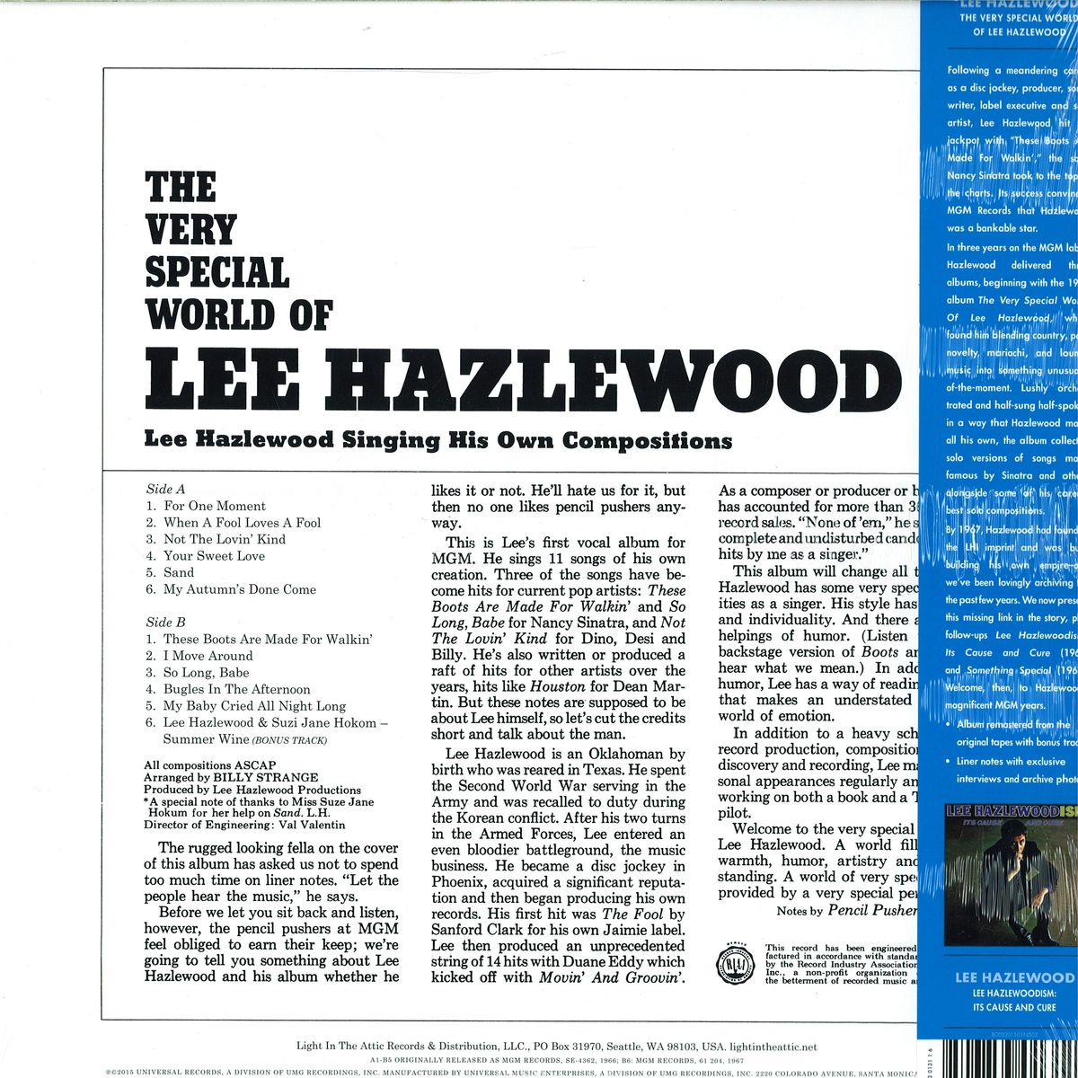 Lee Hazlewood - The Very Special World Of Lee Hazlewood / Light In The  Attic LITA131LP - Vinyl