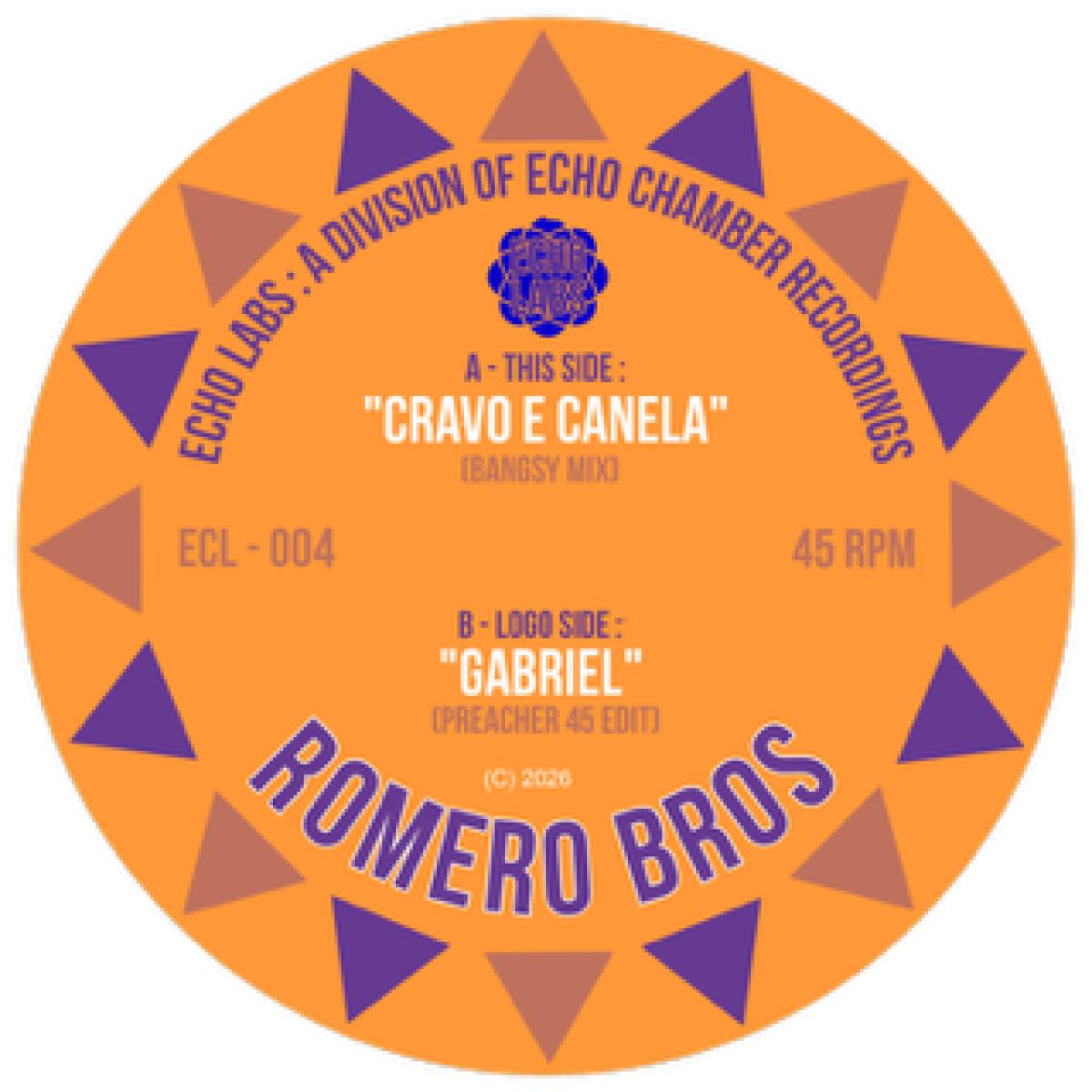 Romero Bros — Cravo E Canela (Bangsy Remix) / Gabriel (The Preacher 45 edit) (7") vinyl cover