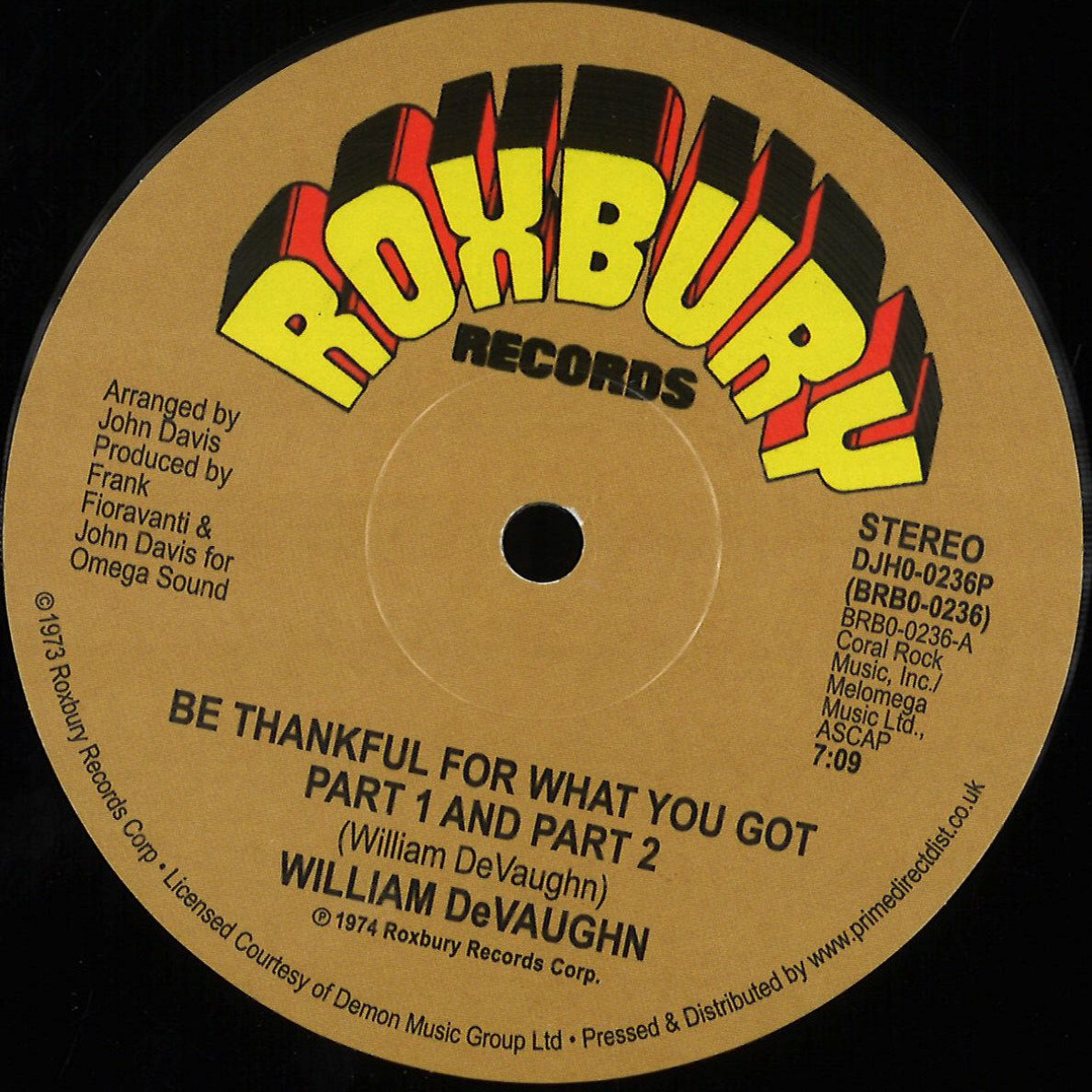 William DeVaughn - Be Thankful For What You Got / Roxbury Records
