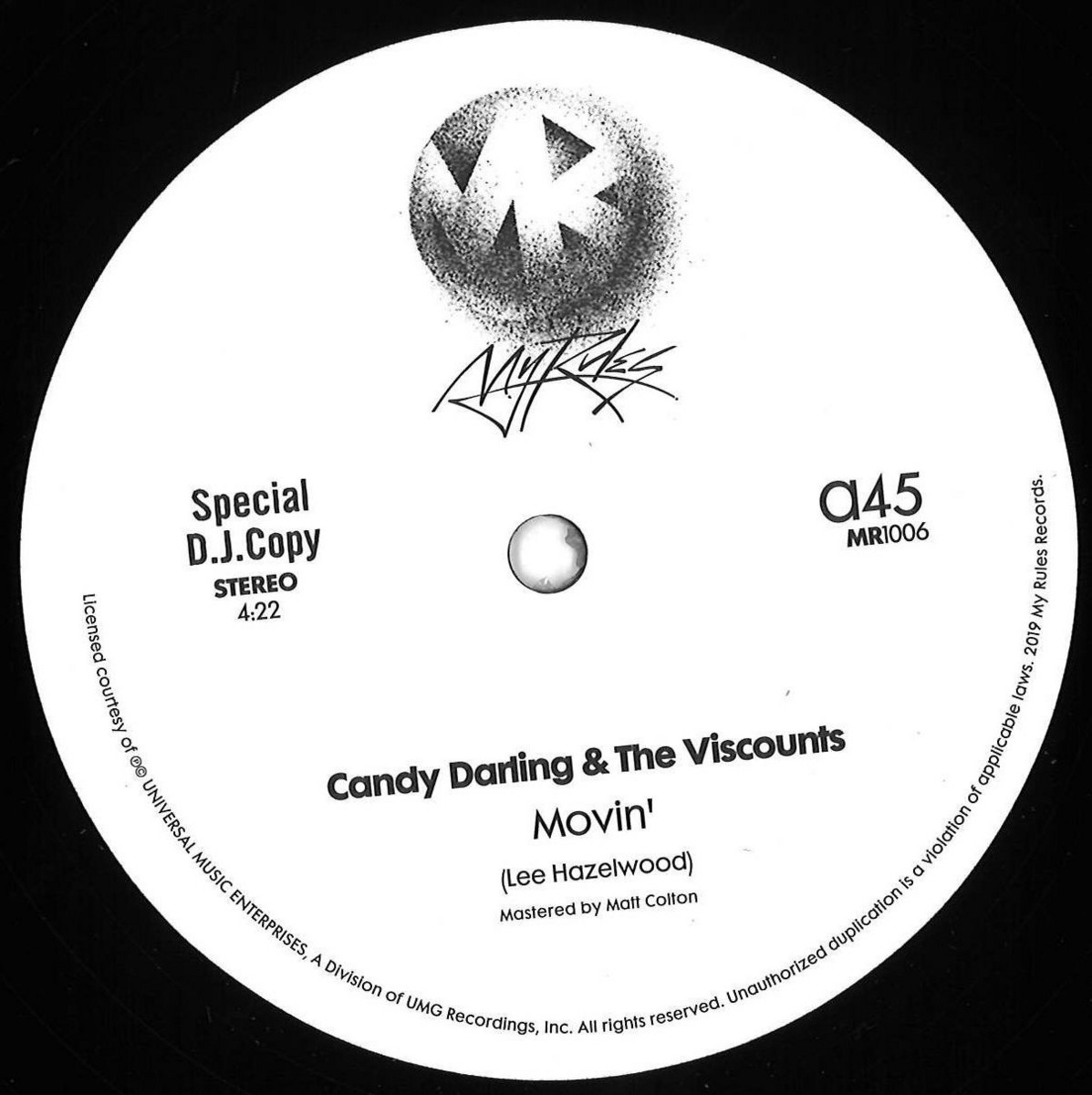 CANDY DARLING & THE VISCOUNTS MOVIN' / MY RULES MR1006 Vinyl