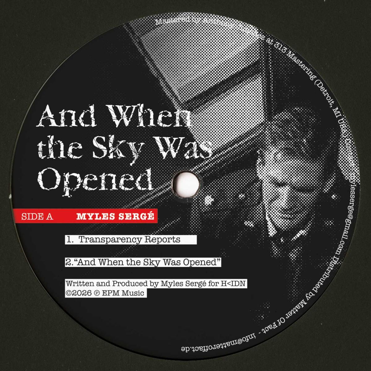 Myles Serge, Jamie Bissmire — And When the Sky Was Open LP vinyl cover
