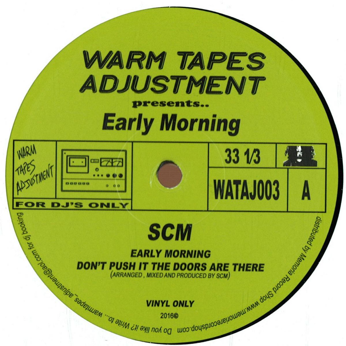 Scm / Jordan Fields Early Morning / Warm Tapes Adjustment WATAJ003